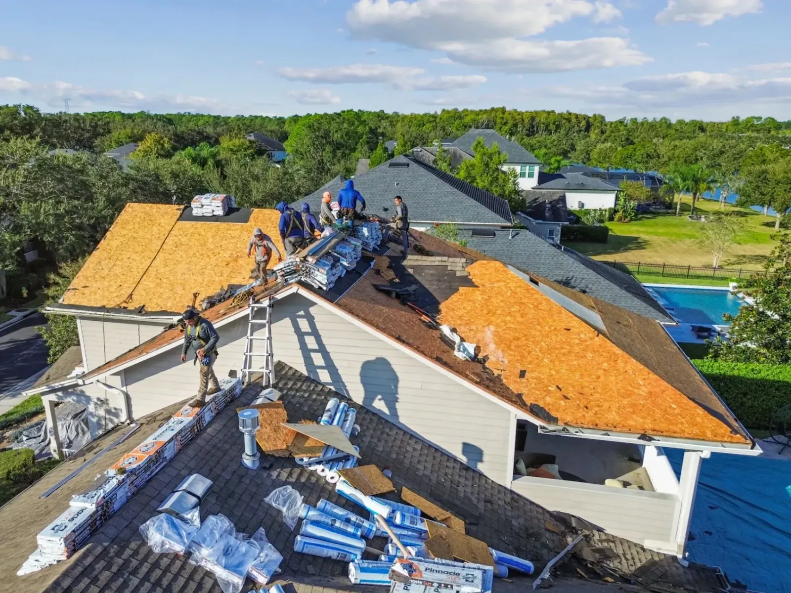 Weathershield roofing crew installing new roof in Tampa Bay Florida