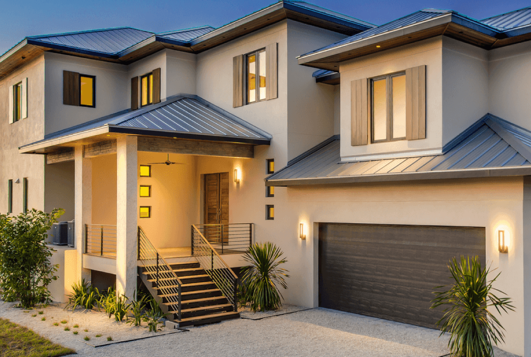 Various window types installed on a modern Florida home